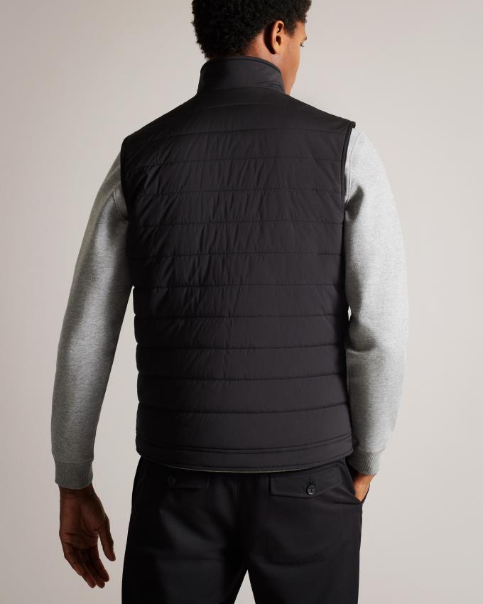 Gilet Ted Baker Showerproof Quilted Nylon Gilet Noir Homme | BII-12407793